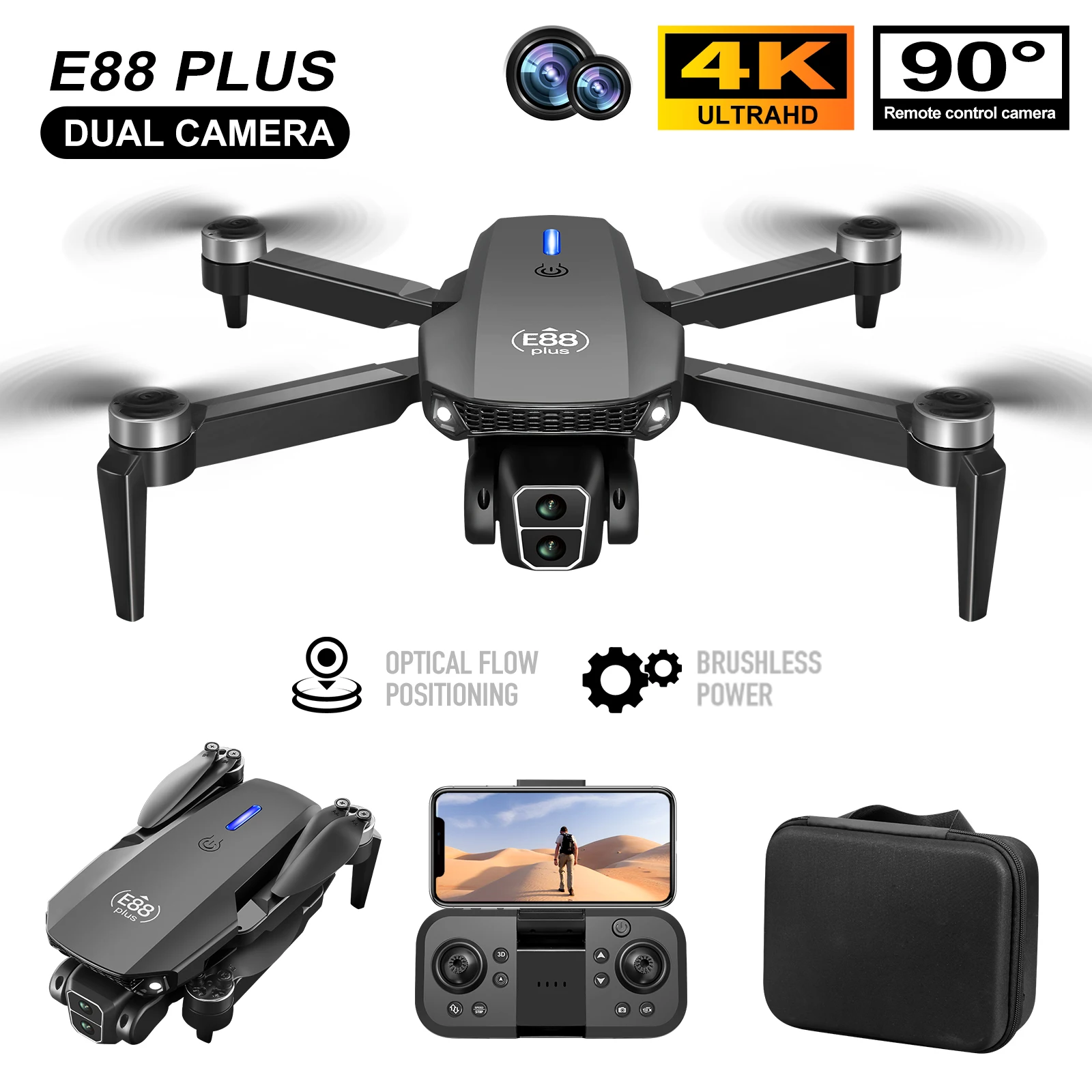 Drone Quadcopter E88 Plus baru - Drone Camera Hd ulasan dan harga